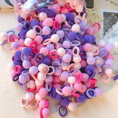 10-30Pcs Kids Elastic Hair Bands Girls Plush Ball Rubber Band For Children Sweets Scrunchie Hair Ties Clip Baby Hair Accessories