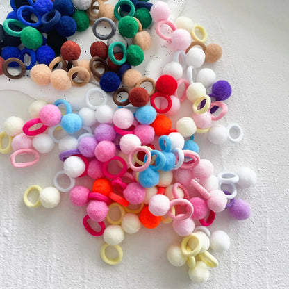 10-30Pcs Kids Elastic Hair Bands Girls Plush Ball Rubber Band For Children Sweets Scrunchie Hair Ties Clip Baby Hair Accessories