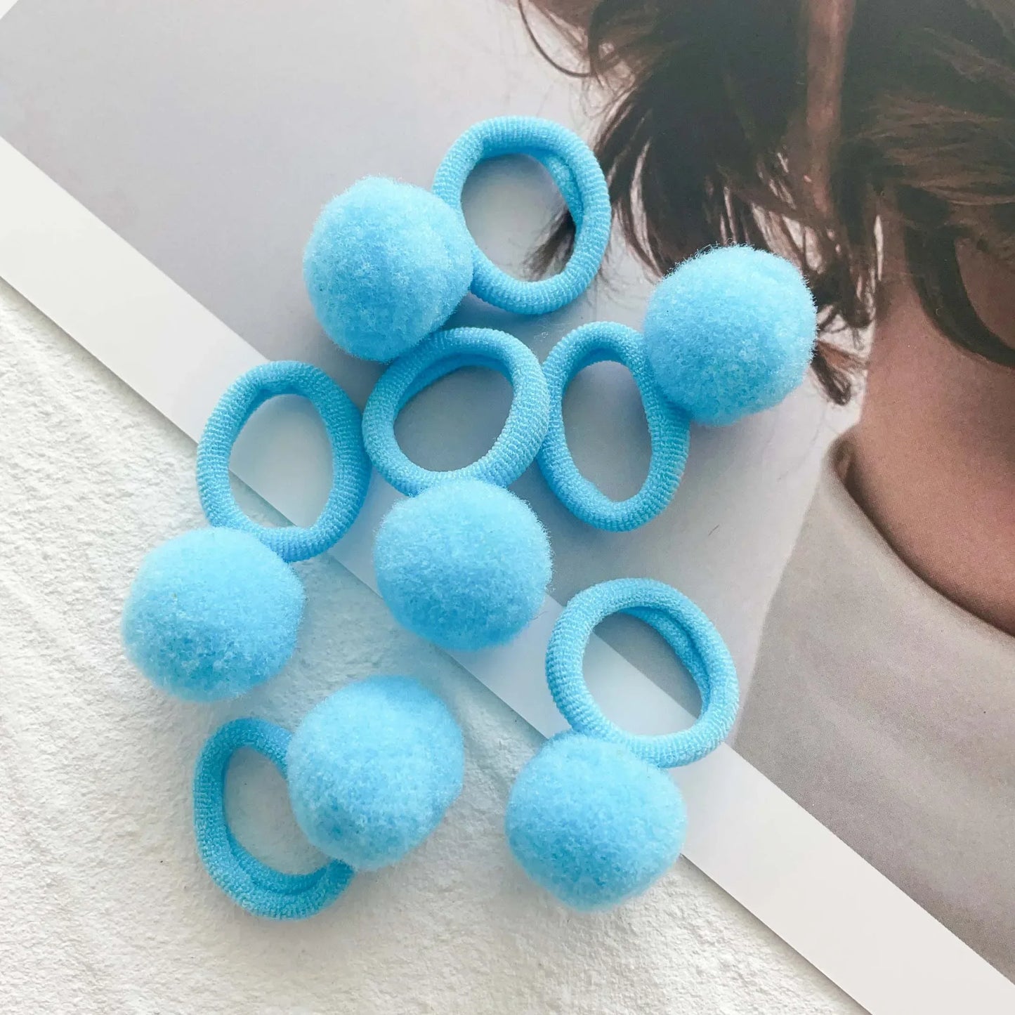 10-30Pcs Kids Elastic Hair Bands Girls Plush Ball Rubber Band For Children Sweets Scrunchie Hair Ties Clip Baby Hair Accessories