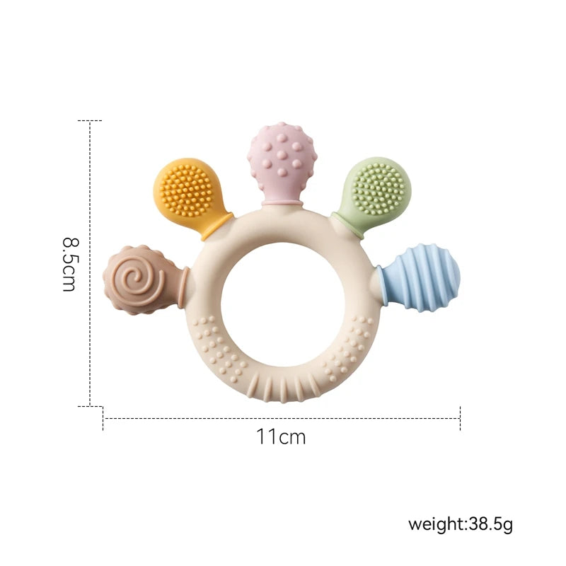 1pc Silicone Teether Baby 0 12 Months Teething Toys Teether Ring Silicone Baby Teether Toys for Toddler BPA Free Baby Toys Gifts