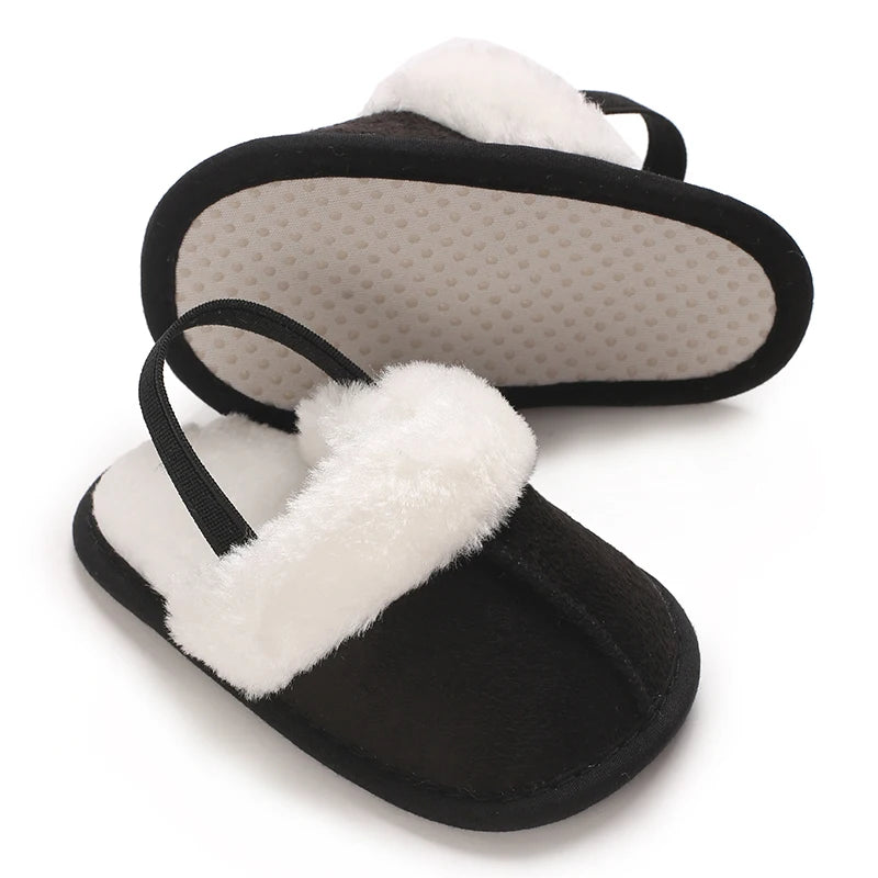 0-18M male and female baby autumn and winter cotton slippers with plush insulation soft sole comfortable indoor walking shoes