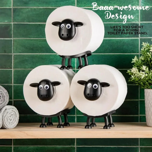 1/3PCS Funny Sheep Toilet Paper Holder 3D Printed Black Loo Roll Stand - Free Standing Bathroom Decor Humorous Gift for Home
