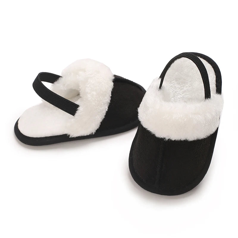 0-18M male and female baby autumn and winter cotton slippers with plush insulation soft sole comfortable indoor walking shoes