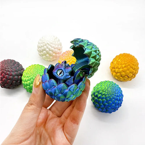 3D Printed Toys Artistic Dragon Egg Statue Small Hatching Dragon Figure Modern Home Decoration Miniature Desk Decor