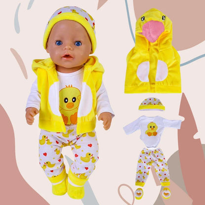 43-45 cm doll set suitable for 17-18 inch dolls, baby birth doll cute jumper jumpsuit set+shoes, warm clothes on Christmas gifts