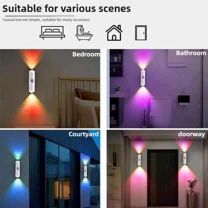 Smart RGB Gradient Night Light Magnetic Motion Sensor Rechargeable Wall Lamp for Bedroom Bathroom Closet Garden Home Decor