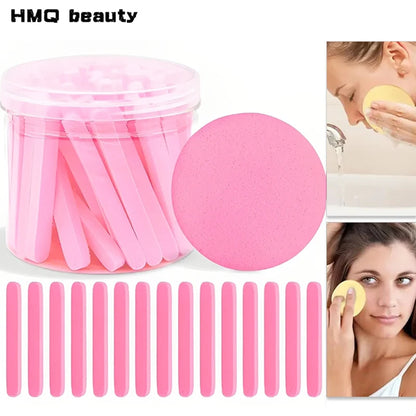 Compress Face Wash Puff with Storage Box Facial Cleansing Sponge for Makeup Remover Round Face Wash Sponge Skincare Beauty Tool
