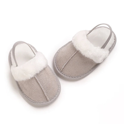 0-18M male and female baby autumn and winter cotton slippers with plush insulation soft sole comfortable indoor walking shoes