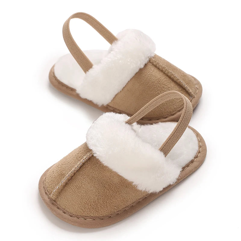 0-18M male and female baby autumn and winter cotton slippers with plush insulation soft sole comfortable indoor walking shoes