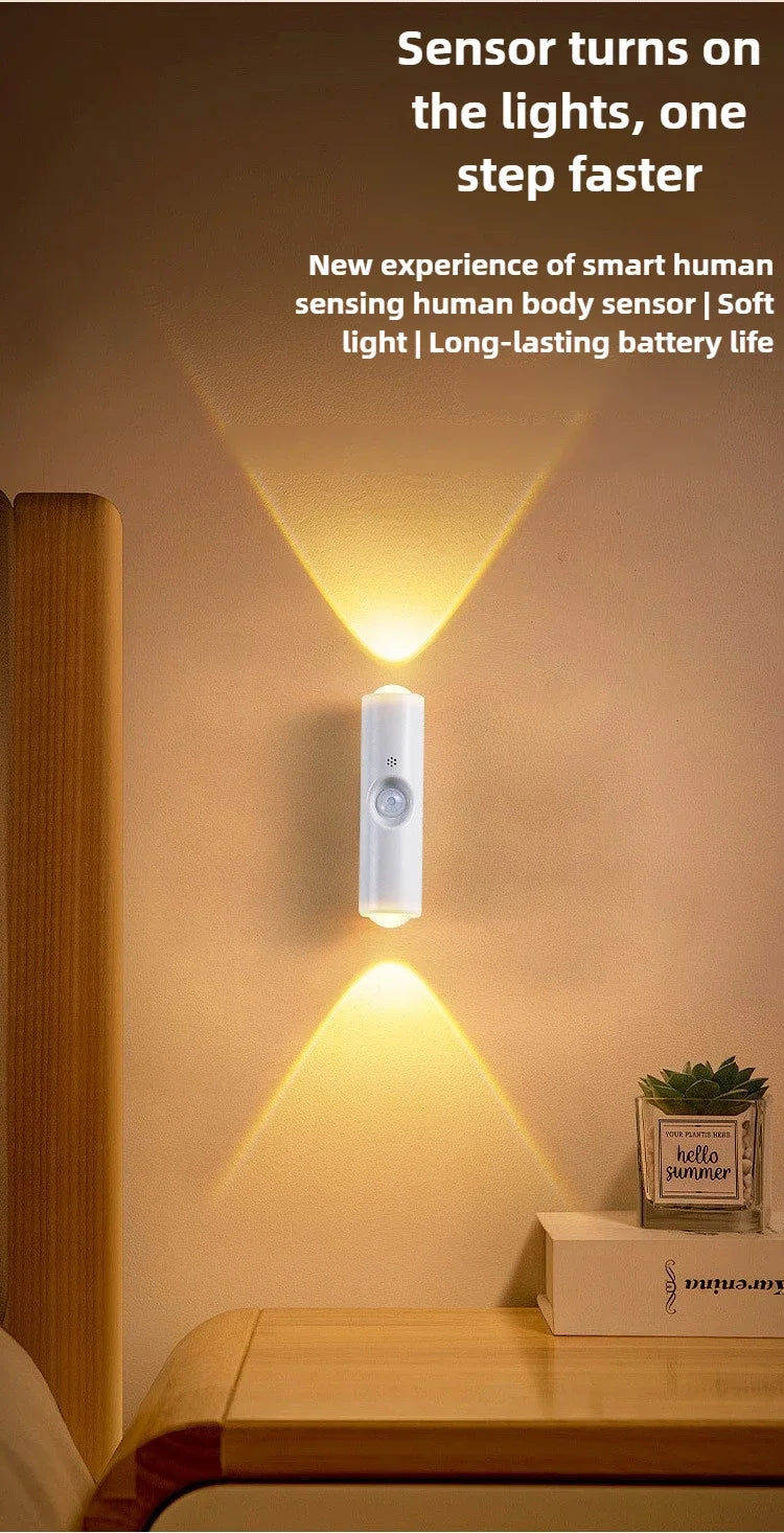 Smart RGB Gradient Night Light Magnetic Motion Sensor Rechargeable Wall Lamp for Bedroom Bathroom Closet Garden Home Decor