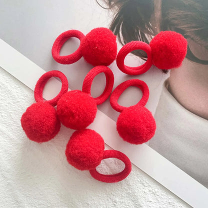 10-30Pcs Kids Elastic Hair Bands Girls Plush Ball Rubber Band For Children Sweets Scrunchie Hair Ties Clip Baby Hair Accessories