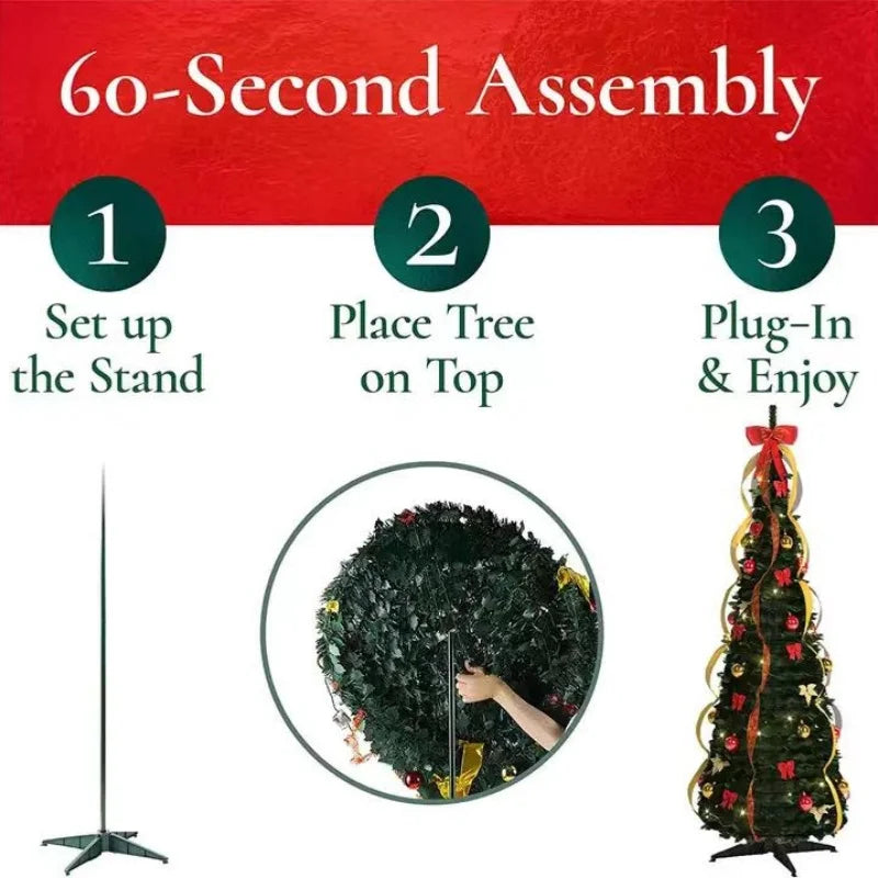 Foldable Pre-Decorated Pop-Up Christmas Tree