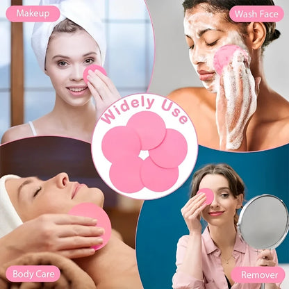 Compress Face Wash Puff with Storage Box Facial Cleansing Sponge for Makeup Remover Round Face Wash Sponge Skincare Beauty Tool