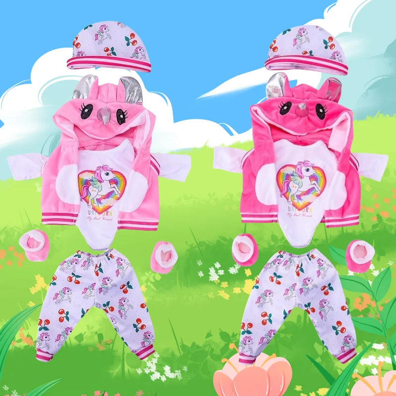 43-45 cm doll set suitable for 17-18 inch dolls, baby birth doll cute jumper jumpsuit set+shoes, warm clothes on Christmas gifts