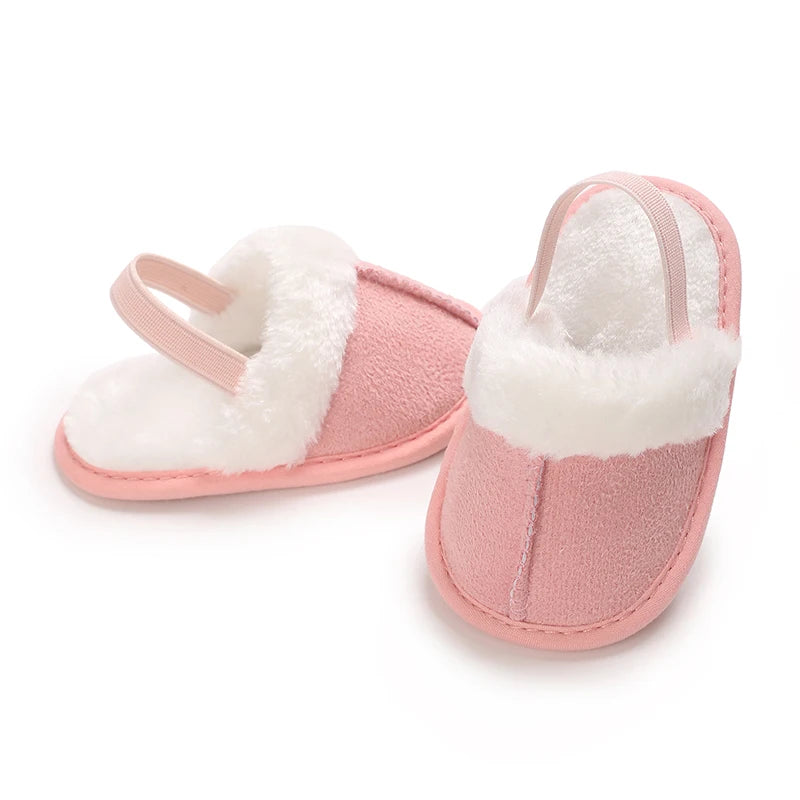0-18M male and female baby autumn and winter cotton slippers with plush insulation soft sole comfortable indoor walking shoes