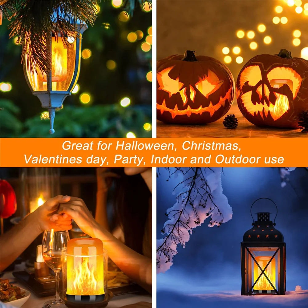 LED Night Light Flame Light Bulb 4 Modes Fire Bulb Lamp Christmas Party Outdoor Indoor Home Decor E27 Base Flickering Nightlight