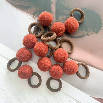 10-30Pcs Kids Elastic Hair Bands Girls Plush Ball Rubber Band For Children Sweets Scrunchie Hair Ties Clip Baby Hair Accessories