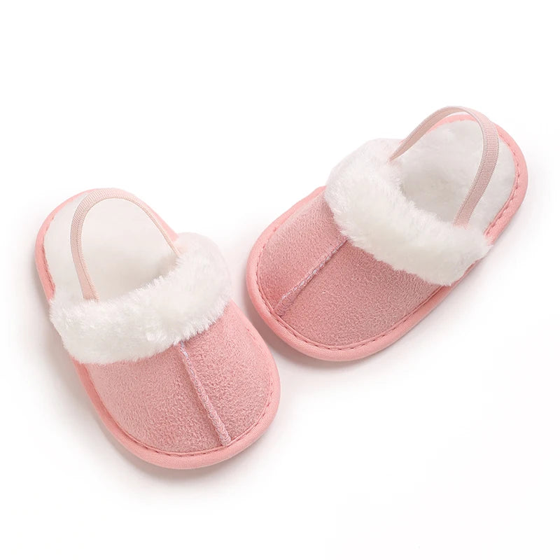 0-18M male and female baby autumn and winter cotton slippers with plush insulation soft sole comfortable indoor walking shoes