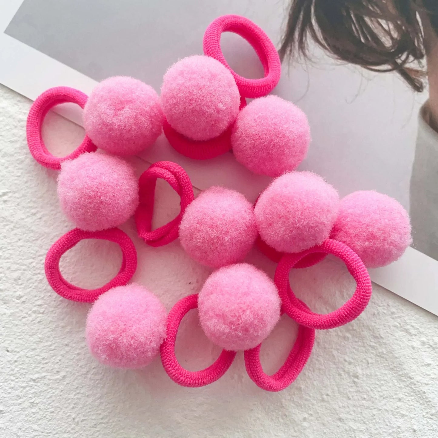 10-30Pcs Kids Elastic Hair Bands Girls Plush Ball Rubber Band For Children Sweets Scrunchie Hair Ties Clip Baby Hair Accessories