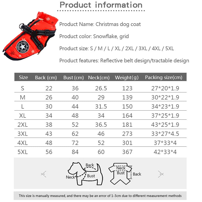 Waterproof Winter Dog Jacket With Harness