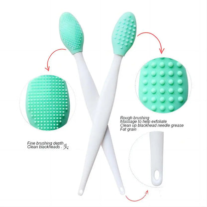 1PC/4PCS  Beauty Skin Care Wash Face Silicone Brush Exfoliating Nose Clean Blackhead Removal Brushes Tools With Replacement Head