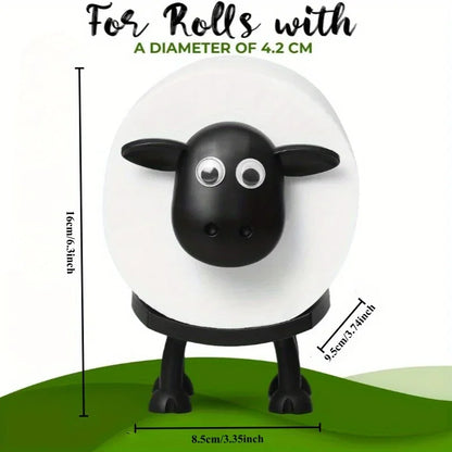 1/3PCS Funny Sheep Toilet Paper Holder 3D Printed Black Loo Roll Stand - Free Standing Bathroom Decor Humorous Gift for Home