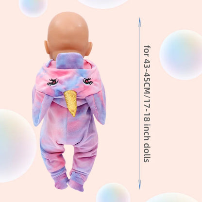 43-45 cm doll set suitable for 17-18 inch dolls, baby birth doll cute jumper jumpsuit set+shoes, warm clothes on Christmas gifts