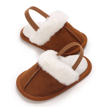 0-18M male and female baby autumn and winter cotton slippers with plush insulation soft sole comfortable indoor walking shoes