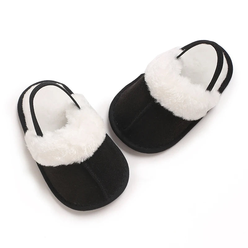 0-18M male and female baby autumn and winter cotton slippers with plush insulation soft sole comfortable indoor walking shoes