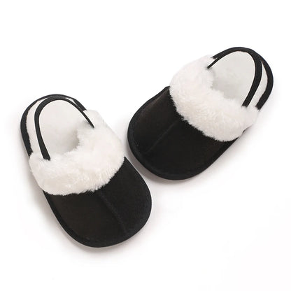 0-18M male and female baby autumn and winter cotton slippers with plush insulation soft sole comfortable indoor walking shoes