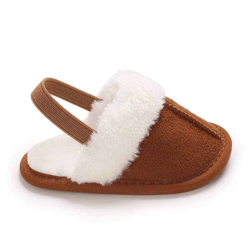 0-18M male and female baby autumn and winter cotton slippers with plush insulation soft sole comfortable indoor walking shoes