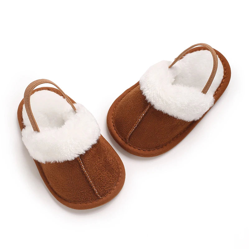 0-18M male and female baby autumn and winter cotton slippers with plush insulation soft sole comfortable indoor walking shoes