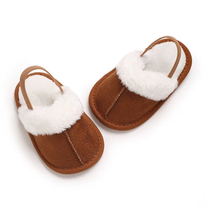 0-18M male and female baby autumn and winter cotton slippers with plush insulation soft sole comfortable indoor walking shoes