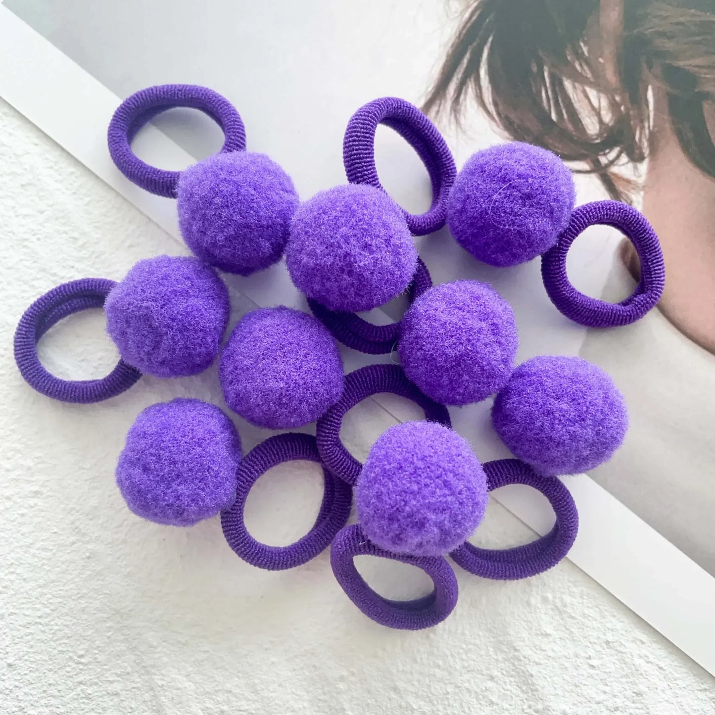 10-30Pcs Kids Elastic Hair Bands Girls Plush Ball Rubber Band For Children Sweets Scrunchie Hair Ties Clip Baby Hair Accessories
