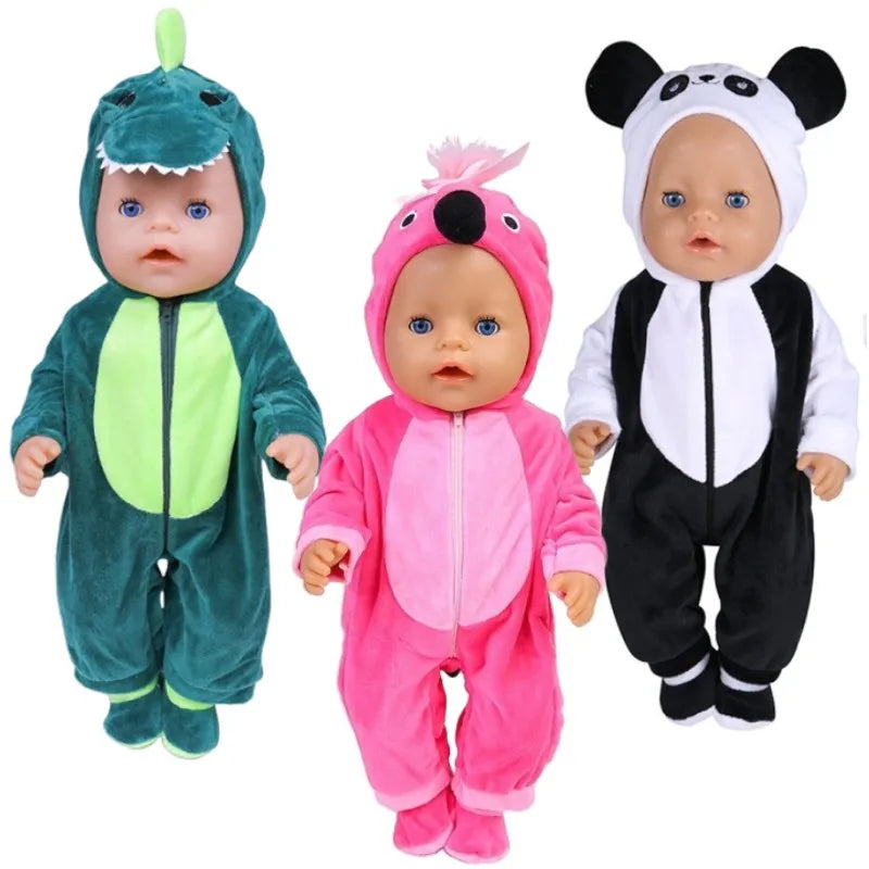 43-45 cm doll set suitable for 17-18 inch dolls, baby birth doll cute jumper jumpsuit set+shoes, warm clothes on Christmas gifts