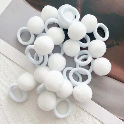 10-30Pcs Kids Elastic Hair Bands Girls Plush Ball Rubber Band For Children Sweets Scrunchie Hair Ties Clip Baby Hair Accessories