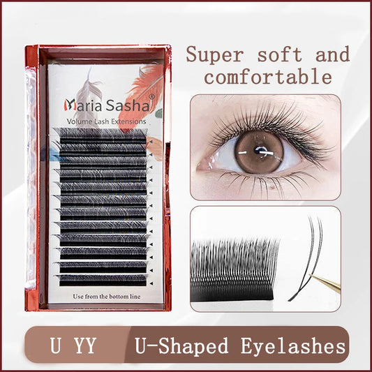 MARIA U Shape YY Lashes Faux Mink M Curl Eyelashes Natural Soft Brazilian YY Cilios Lashes Extension